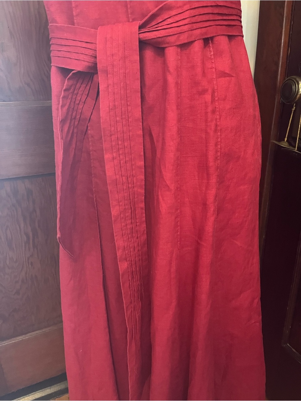 Per Una V-Neck Sleeveless Lined Linen Belted Maxi Dress - Size 12L - Picture 3 of 12
